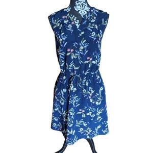 Floral Catharine Malandrino Dress with Cinch Waist and Button Detail